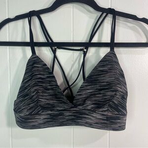 Abercrombie Womens M Bralette Strappy Black Gray Marled Bra